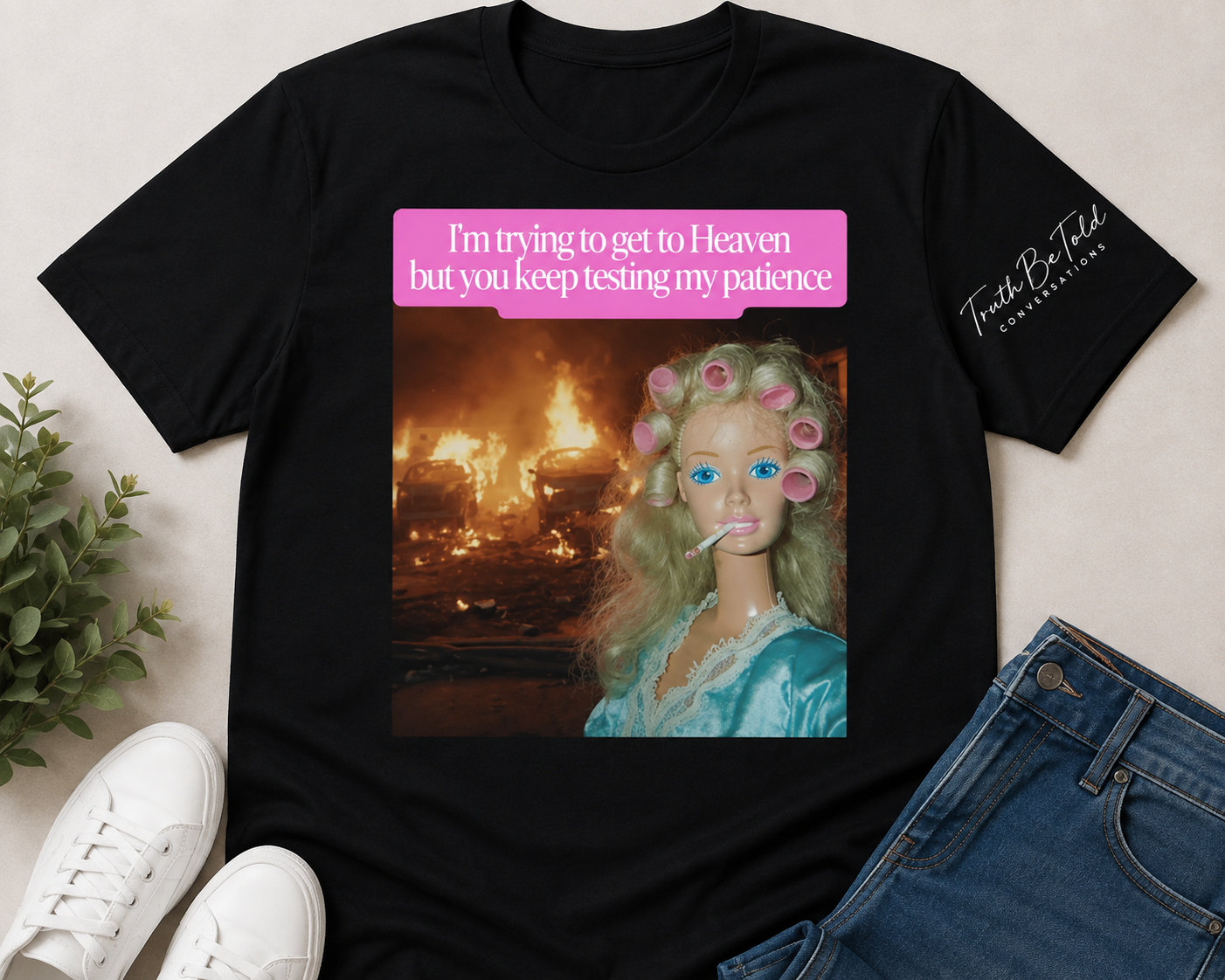 Barbie Trying to Get to Heaven Tee - White